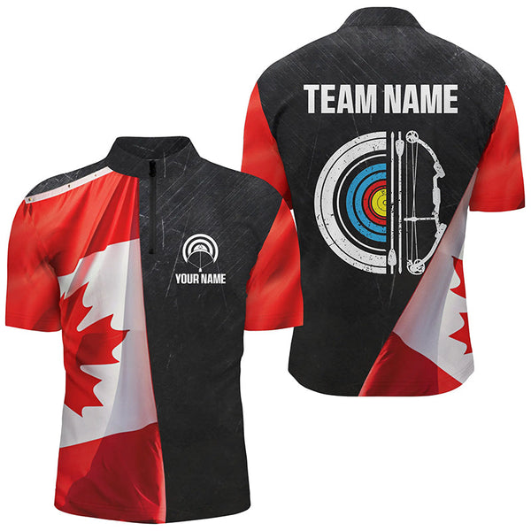 Personalized Retro Canada Flag Archery Shirts For Men Custom Patriotic Archery Jersey For Archer TDM2079