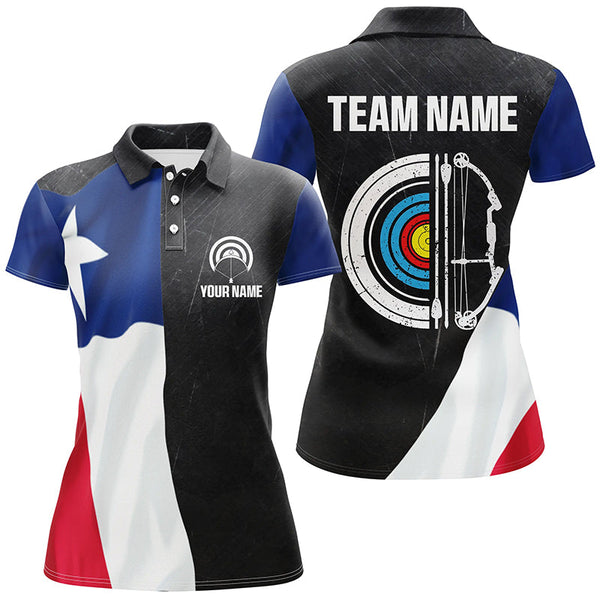 Personalized Retro Texas Flag Archery Shirts For Women Custom Patriotic Archery Jersey For Archer TDM2080