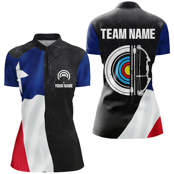 Personalized Retro Texas Flag Archery Shirts For Women Custom Patriotic Archery Jersey For Archer TDM2080