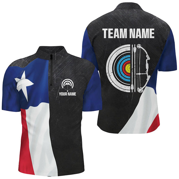 Personalized Retro Texas Flag Archery Shirts For Men Custom Patriotic Archery Jersey For Archer TDM2080