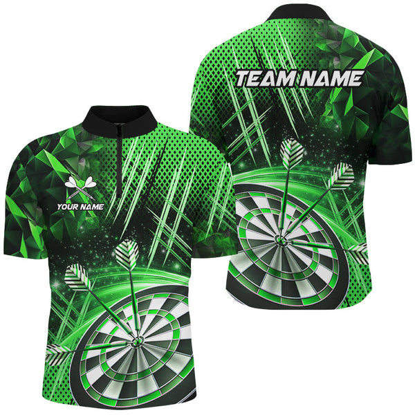 Personalized 3D Glitter Men Darts Shirts Custom Team Dart League Shirts Dart Jerseys |Green TDM3284
