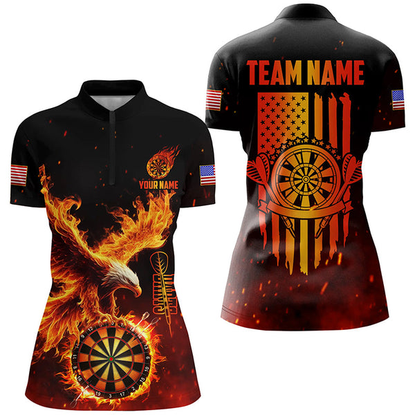 Dartboard Eagle Fire Flame Custom 3D Printed Darts Shirts For Women, US Flag Darts League Team Jersey TDM2330