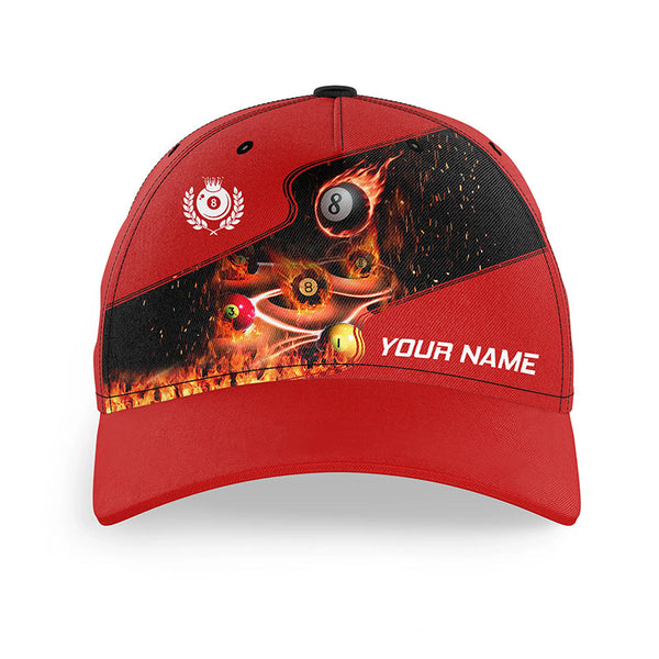 Personalized Master Billiard Balls Flame 3D Caps Hats, Custom Top Hat Billiard For Pool Player| Red TDM0977