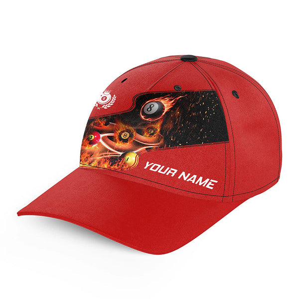 Personalized Master Billiard Balls Flame 3D Caps Hats, Custom Top Hat Billiard For Pool Player| Red TDM0977