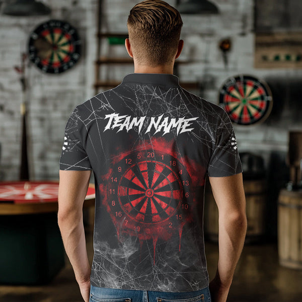 Black And Red Smoke Grim Reaper Funny Dart Shirts For Men Custom Dart Jerseys, Darts Clothing TDM3785