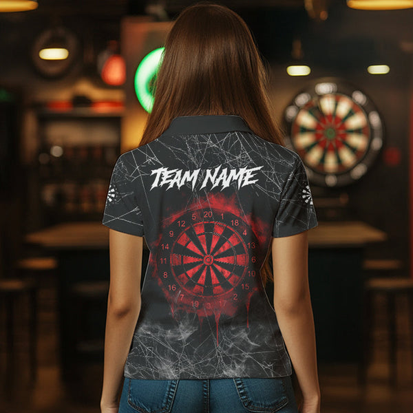 Black And Red Smoke Grim Reaper Funny Dart Shirts For Women Custom Dart Jerseys, Darts Clothing  TDM3785