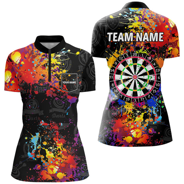 Grunge Colorful Paint Women Dart Shirts With Pocket Custom Darts Team Jersey TDM1894