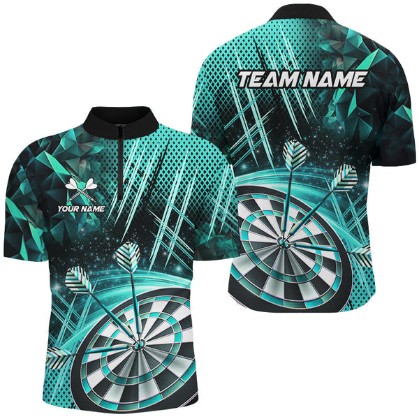 Personalized 3D Glitter Men Darts Shirts Custom Team Dart League Shirts Dart Jerseys |Turquoise TDM2581