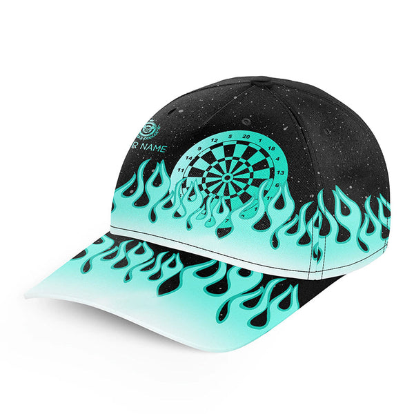 Turquoise Dartboard Fire Flame Darts Cap Custom 3D Baseball Darts Hats Gifts For Darts Player TDM3059