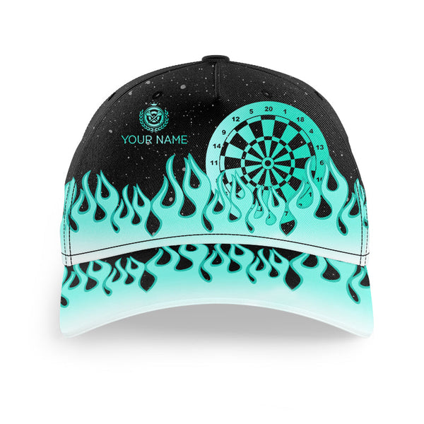 Turquoise Dartboard Fire Flame Darts Cap Custom 3D Baseball Darts Hats Gifts For Darts Player TDM3059