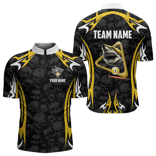 Personalized Shark 9 Ball Pool Skull Pattern Billiard Shirt For Men Custom 9 Ball Billiard Jerseys TDM3304