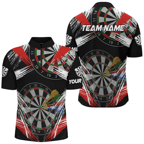 Personalized Darts Tournament Grunge Style Darts Shirts For Men Custom Darts Team Jerseys |Red TDM2106