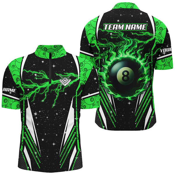 Galaxy Lightning Green 8 Ball Pool Fire Custom Billiard Shirts For Men, Billiard Team Jerseys TDM2341