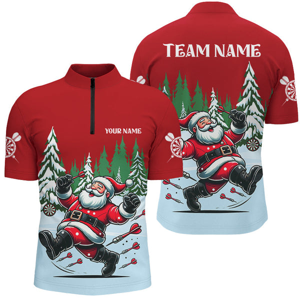 Christmas Dart Shirts For Men Custom 3D Funny Santa Print Darts Shirts Short Sleeve Dart Jerseys TDM2845
