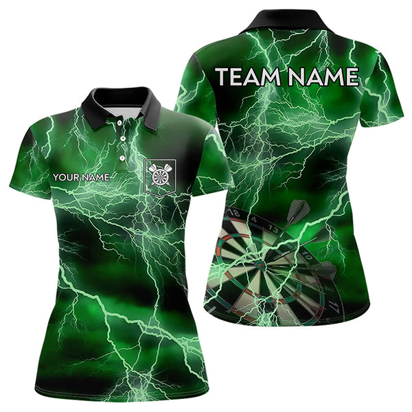 Thunder Lightning Green Darts Shirt With Pocket For Women Custom Dart Jerseys TDM3314