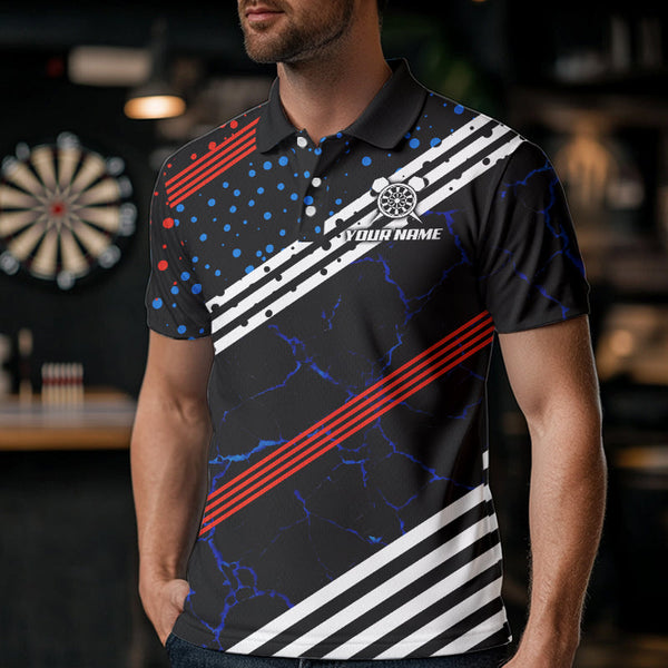 Personalized Blue And Red Darts Line And Dotted Design Dart Shirts For Men Lightning Dart Jerseys TDM3649