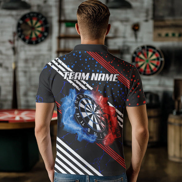 Personalized Blue And Red Darts Line And Dotted Design Dart Shirts For Men Lightning Dart Jerseys TDM3649