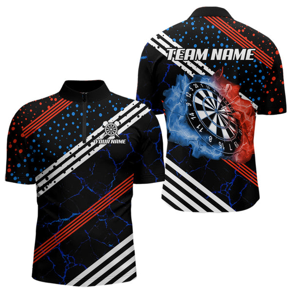 Personalized Blue And Red Darts Line And Dotted Design Dart Shirts For Men Lightning Dart Jerseys TDM3649