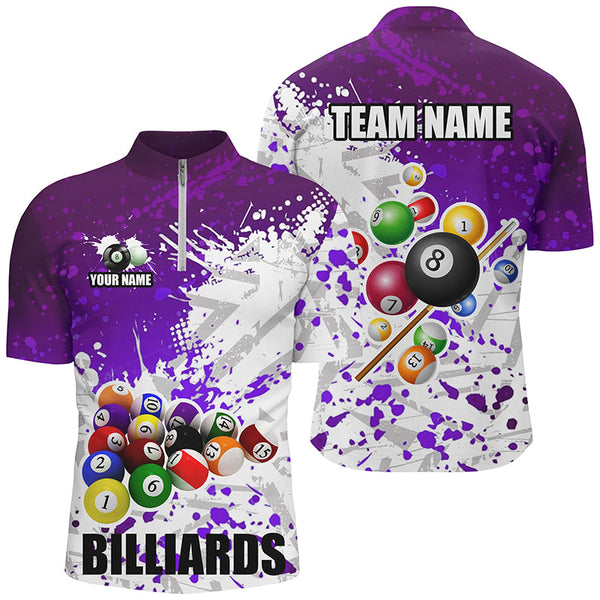 Personalized Purple Billiard Balls Paint Splash Men Billiard Shirts, 3D Billiard Jerseys Attire TDM1693