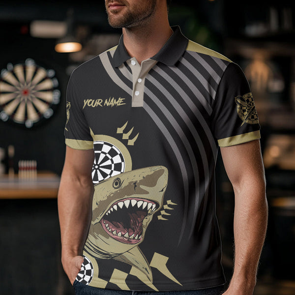 Funny Shark Darts Shirt With Pocket Option For Men Custom Dart Team Jersey TDM3655