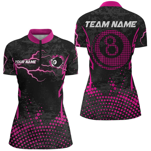 Personalized Pink 8 Ball Point Billiard Women Jerseys Shirts Best Custom Billiards Apparel Clothing TDM1911