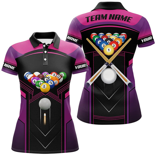 Custom Billiard Jerseys For Women, Personalized Billiard Balls Team Polo Shirts For Pool Player TDM0226