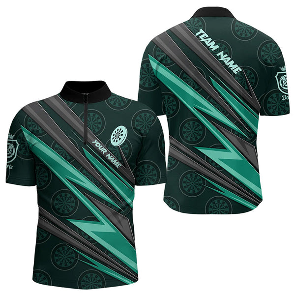 Personalized Turquoise Dartboard Pattern Darts Polo & Quarter Zip Custom Men Dart Shirt Dart Jersey TDM3332