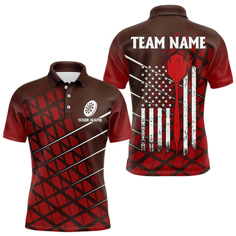 Personalized Red Geometric Grunge US Flag Dart Shirts For Men Custom Patriotic Darts Team Jerseys TDM3333