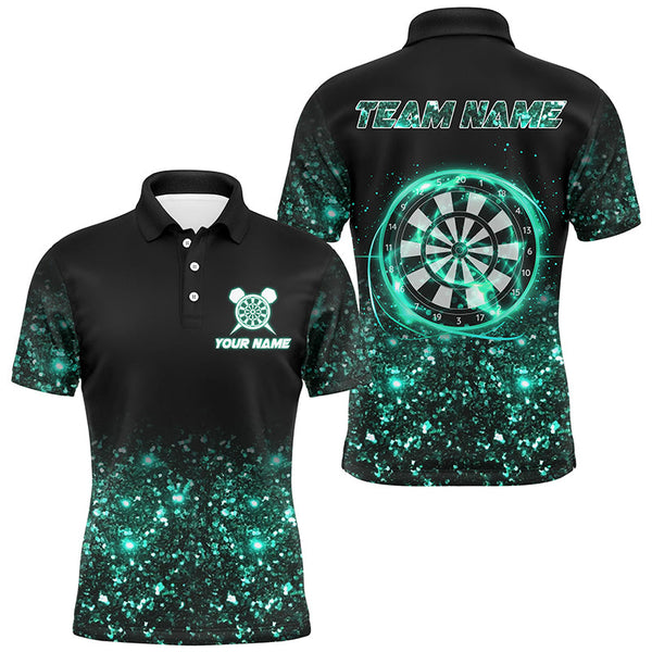 Black Turquoise Light Men Darts Polo & Quarter Zip Shirt Custom Dart Shirts For Team Darts Jerseys TDM3334