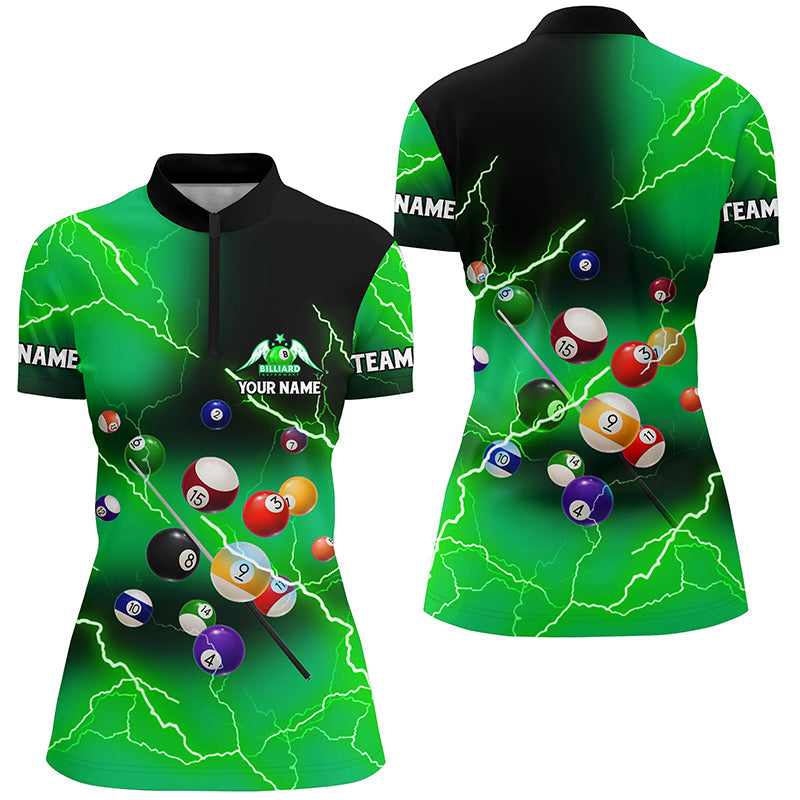 Personalized Billiard Balls Thunder Lightning Green Version Custom Women Quarter-Zip Shirts TDM1003