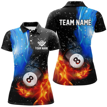 Personalized Fire And Water 8 Ball Pool Ladies Billiard Shirts Custom 3D Billiard Jerseys For Women TDM1923