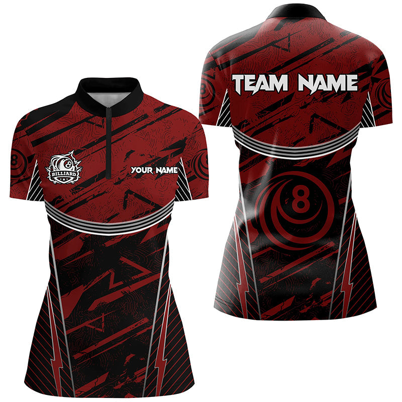 Personalized Red Grunge Billiard Shirts For Women Custom Billiards Ball 8 Jerseys Team Shirts TDM1928