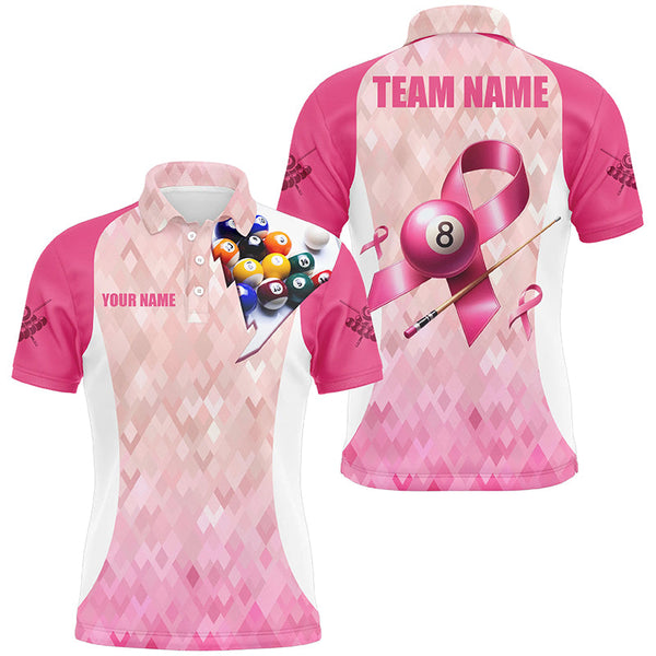 Custom Breast Cancer Pink Ribbon Billiard Shirts For Men, Breast Cancer Awareness Billiard Jerseys TDM2112