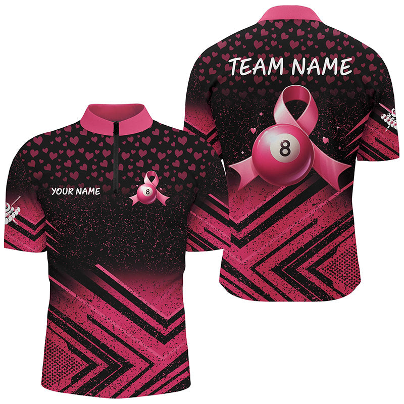 Pink Ribbon 8 Ball Pool Custom Grunge Style Billiard Shirts For Men, B ...