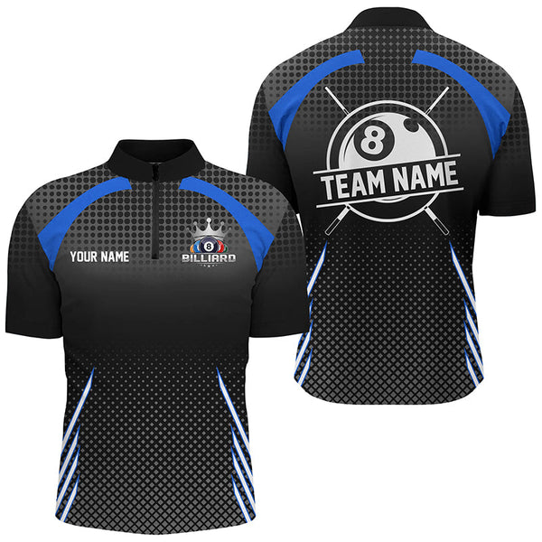 Personalized Billiard Tournament Pool Shirts For Men, Best Custom 8 Ball Billiard Team Jersey |Blue TDM2132