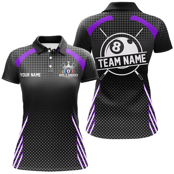 Personalized Billiard Tournament Pool Shirts For Women, Best 8 Ball Billiard Team Jerseys |Purple TDM2133