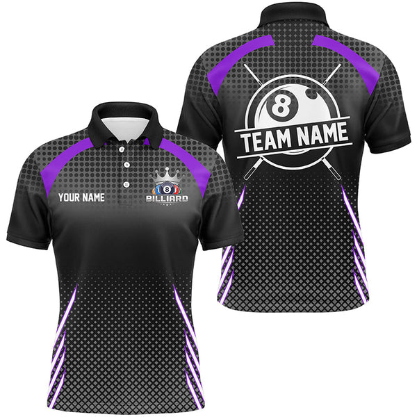 Personalized Billiard Tournament Pool Shirts For Men, Best 8 Ball Billiard Team Jerseys |Purple TDM2133