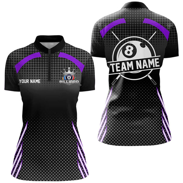 Personalized Billiard Tournament Pool Shirts For Women, Best 8 Ball Billiard Team Jerseys |Purple TDM2133
