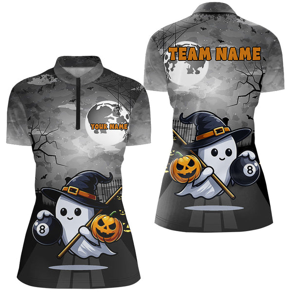 Funny Ghostly Halloween Billiard Shirts For Women Custom Halloween Gift For Pool Lover TDM2629