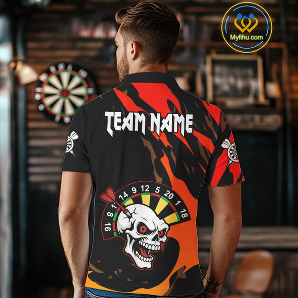 Funny Skull Dart Shirts With Pocket Option For Men Custom Dart Team Jersey TDM4098