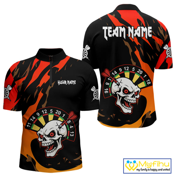 Funny Skull Dart Shirts With Pocket Option For Men Custom Dart Team Jersey TDM4098