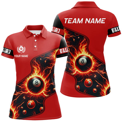 Personalized Red 8 Ball Fire 3D Printed Women Billiard Shirts Custom Billiard Jersey For Pool Player TDM1935