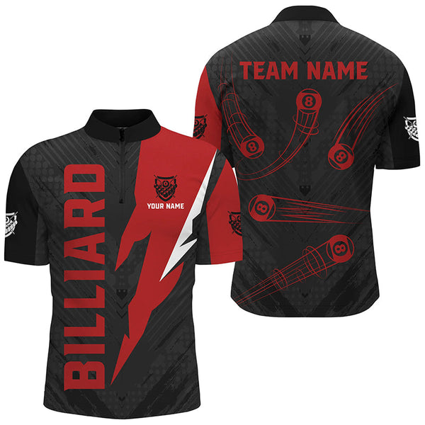 Personalized Billiard Tournament Jerseys For Men, Best 8 Ball Pool Billiard Shirts For Team |Red TDM2401