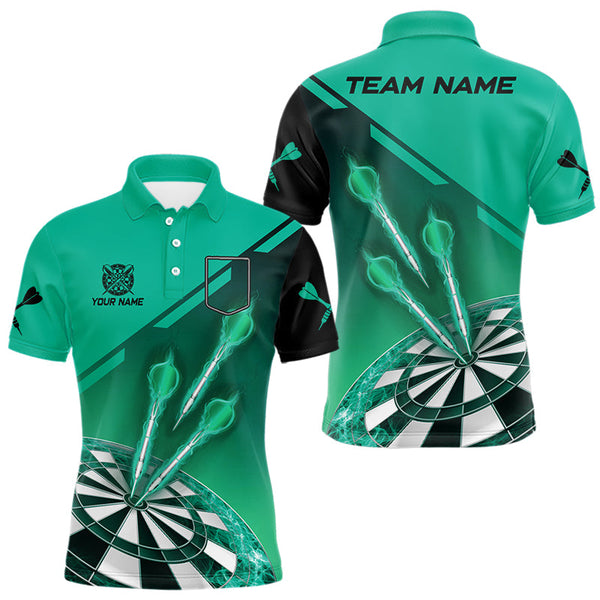 Turquoise Darts Jersey For Men Custom Darts Team Shirt With Pocket Option TDM3519