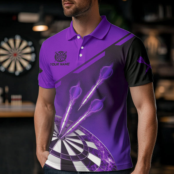 Purple Darts Jersey For Men Custom Darts Team Shirt With Pocket Option TDM3520