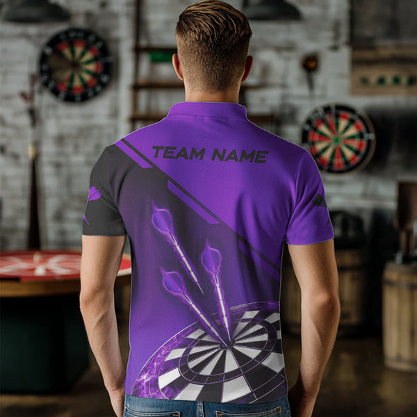 Purple Darts Jersey For Men Custom Darts Team Shirt With Pocket Option TDM3520