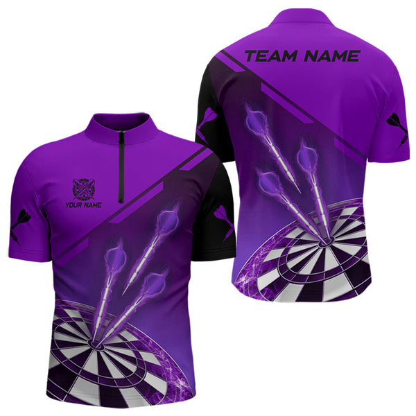 Purple Darts Jersey For Men Custom Darts Team Shirt With Pocket Option TDM3520