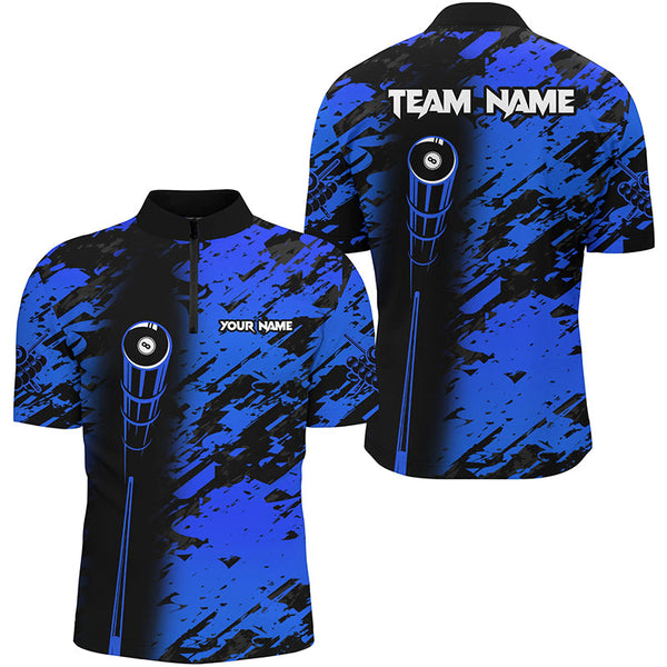 Personalized Billiard Tournament Jerseys Shirts For Men, Best 8 Ball Billiard Shirts For Team |Blue TDM1944