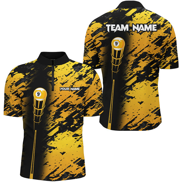 Personalized Billiard Tournament Jerseys Shirt For Men, Best 9 Ball Billiard Shirt For Team |Yellow TDM1945