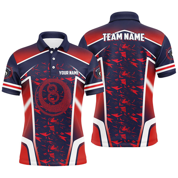 Personalized Name Red 8 Ball Pool Abstract 3D Billiard Shirts For Men Team League Billiard Jerseys TDM2145